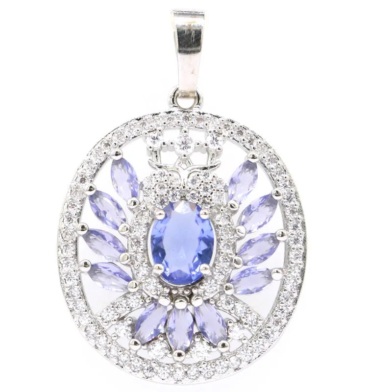Aquamarine Pink Tourmaline Peridot Spinel CZ Wedding Pendant