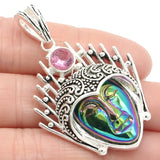12g Fire Rainbow Titanium Quartz Goddess Face Green Pendant