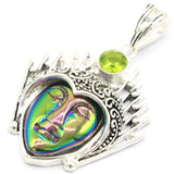 12g Fire Rainbow Titanium Quartz Goddess Face Green Pendant