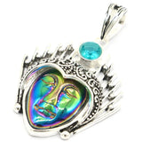 12g Fire Rainbow Titanium Quartz Goddess Face Green Pendant