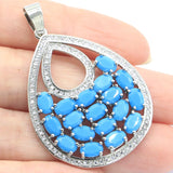 Pink Tourmaline Turquoise CZ Pendant for Woman