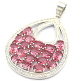 Pink Tourmaline Turquoise CZ Pendant for Woman