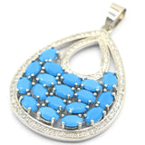 Pink Tourmaline Turquoise CZ Pendant for Woman