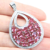 Pink Tourmaline Turquoise CZ Pendant for Woman
