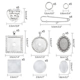 49 Pcs DIY Photo Pendant Kit with Clear Glass Gemstones Heart Pendant