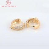 14.5x13MM 24K Brass Zircon Round Earrings Hoop DIY Jewelry Findings