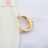 14.5x13MM 24K Brass Zircon Round Earrings Hoop DIY Jewelry Findings