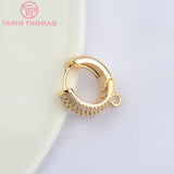 14.5x13MM 24K Brass Zircon Round Earrings Hoop DIY Jewelry Findings
