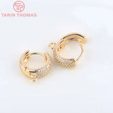 14.5x13MM 24K Brass Zircon Round Earrings Hoop DIY Jewelry Findings