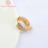 14.5x13MM 24K Brass Zircon Round Earrings Hoop DIY Jewelry Findings