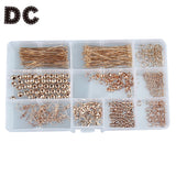 490Pcs Antique Bead Caps Jump Rings Head Pins Ear Wires Jewelry Findings Kit Box