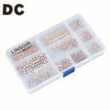 490Pcs Antique Bead Caps Jump Rings Head Pins Ear Wires Jewelry Findings Kit Box