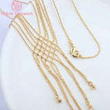 24K Brass Beads Chains 48CM 1MM Necklace DIY Jewelry Findings