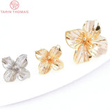 6PCS 15MM 10MM 24K Brass Flower Stud Earrings DIY Jewelry Findings