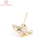 6PCS 15MM 10MM 24K Brass Flower Stud Earrings DIY Jewelry Findings