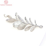6PCS 16x35MM Champagne Brass Leaf Charms Pendants