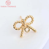 6PCS 13x10MM 24K Plated Bow-Knot Stud Earrings DIY Jewelry Findings