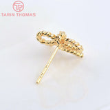6PCS 13x10MM 24K Plated Bow-Knot Stud Earrings DIY Jewelry Findings