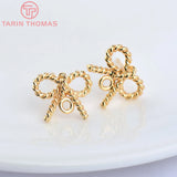 6PCS 13x10MM 24K Plated Bow-Knot Stud Earrings DIY Jewelry Findings