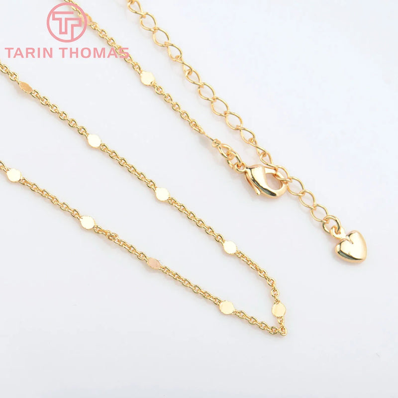 2PCS 24K Brass Necklace Bracelet Chains for DIY Jewelry Findings