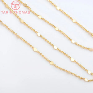 2PCS 24K Brass Necklace Bracelet Chains for DIY Jewelry Findings