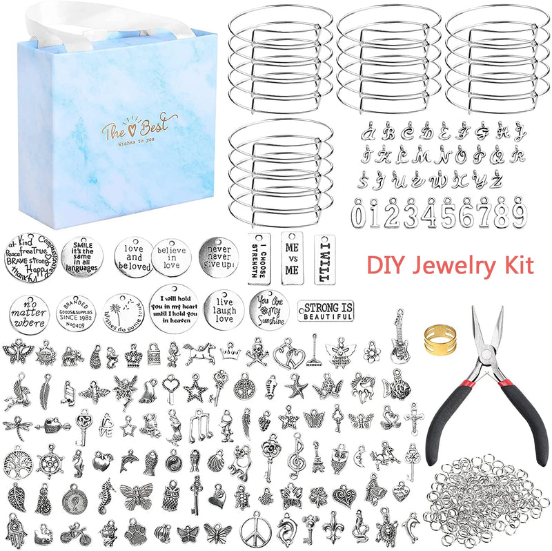DIY Jewelry Making Kit with 499Pcs Charms Pendants Jump Rings & Pliers