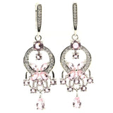 Gorgeous Sapphire Pink Kunzite CZ Silver Earrings