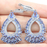 Orange Spessartine Garnet Violet Tanzanite CZ Silver Earrings