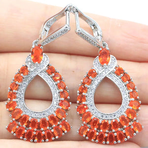 Orange Spessartine Garnet Violet Tanzanite CZ Silver Earrings