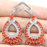 Orange Spessartine Garnet Violet Tanzanite CZ Silver Earrings