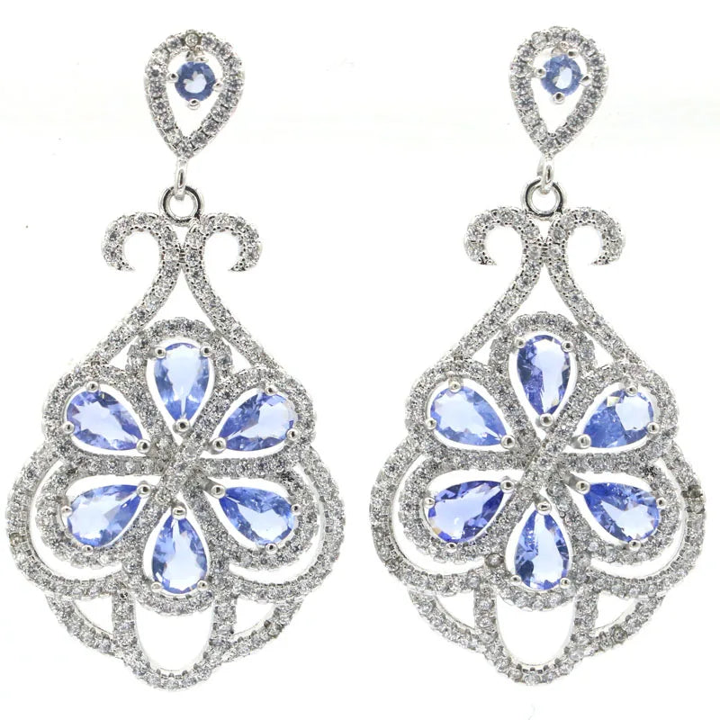 Violet Tanzanite CZ Wedding Earrings