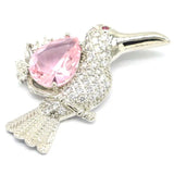 Songbird Shape Pink Kunzite CZ Women Engagement Silver Pendant