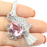Songbird Shape Pink Kunzite CZ Women Engagement Silver Pendant