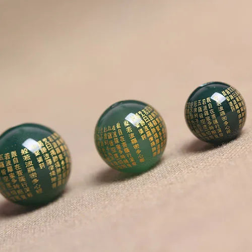4A Natural Green Agate Heart Sutra Buddha Quartz Crystal DIY Beads
