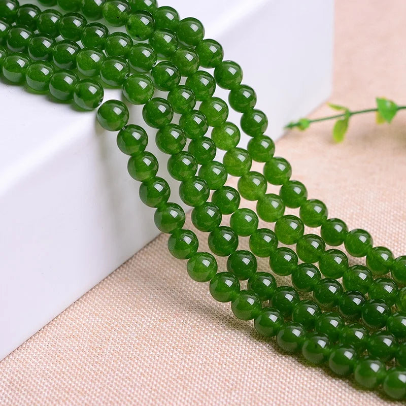 4A Natural Green Chalcedony Loose Bead Stone Crystal DIY