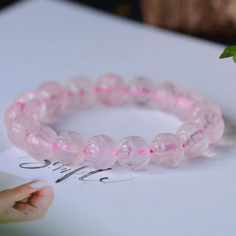 4A Natural Heart Rose Quartz Powder Crystal Bracelets