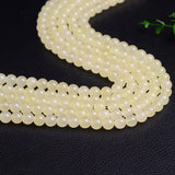4A Natural Light Yellow Chalcedony Loose Bead Stone Crystal DIY