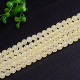 4A Natural Light Yellow Chalcedony Loose Bead Stone Crystal DIY