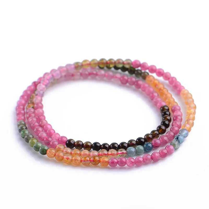 4A Natural Tourmaline Crystal 3.5mm Bracelets Genuine Stone
