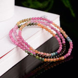 4A Natural Tourmaline Crystal 3.5mm Bracelets Genuine Stone