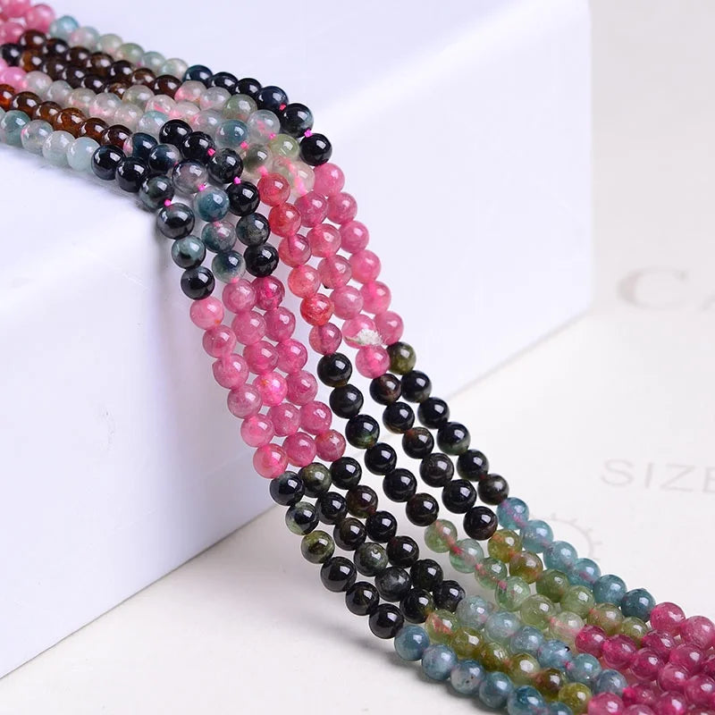4A Natural Tourmaline Loose Bead Stone Crystal DIY