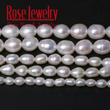 8mm Freshwater Cultured Rice Shape Pearls 14'' Strand
