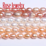 8mm Freshwater Cultured Rice Shape Pearls 14'' Strand