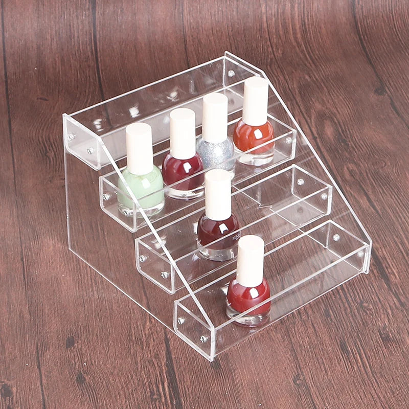 4Layers High Acrylic Clear Nail Polish Storage Rack Makeup Cosmetic Organizer