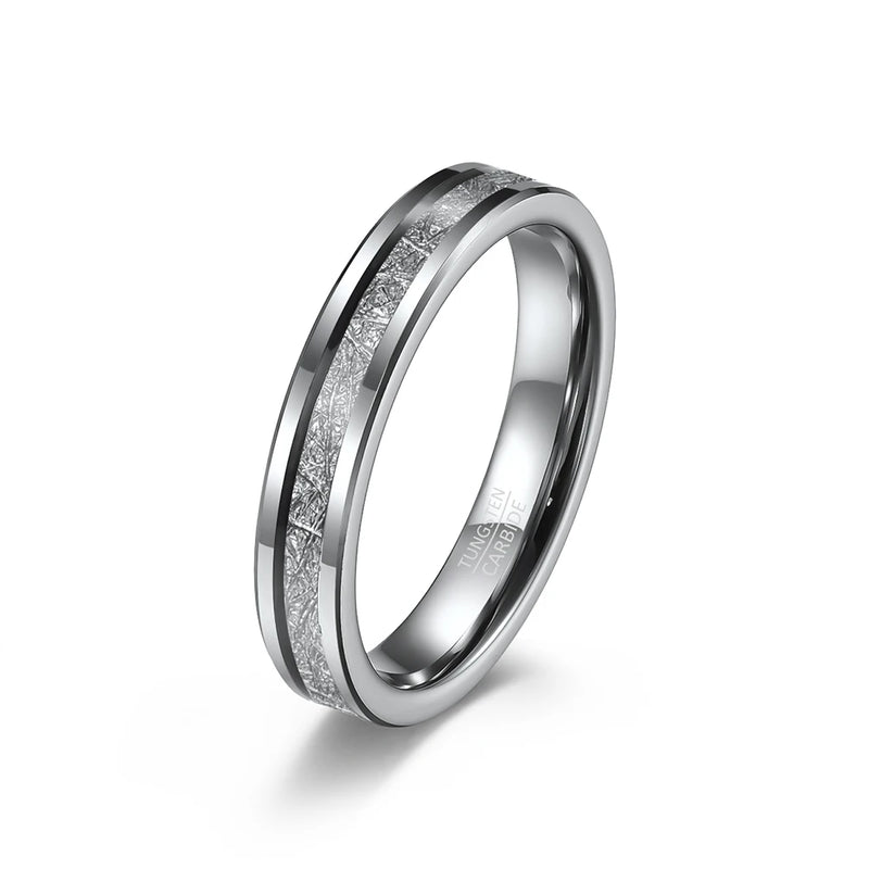 Ice Tungsten Steel Ring 4M/6M/8M Double Beveled Arc Inlaid Couple Ring