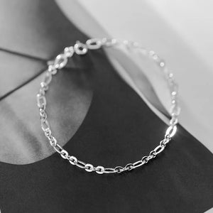 925 Sterling Silver Polished/Wave Oval Chain Bracelet