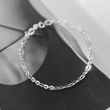 925 Sterling Silver Polished/Wave Oval Chain Bracelet