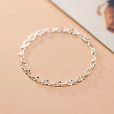 925 Sterling Silver Polished/Wave Oval Chain Bracelet