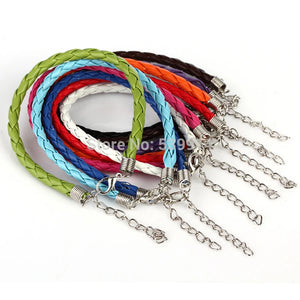 50pcs Braided Bracelet Leather Cord With Lobster Clasp Mix String Jewelry