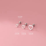 925 Silver Heart Screw Stud Earrings For Women Girls